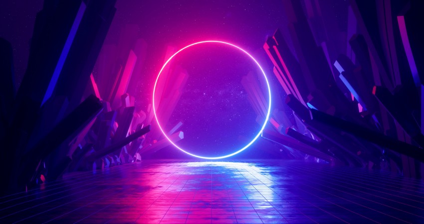 4K Neon Abstract Glowing Circle Wallpaper