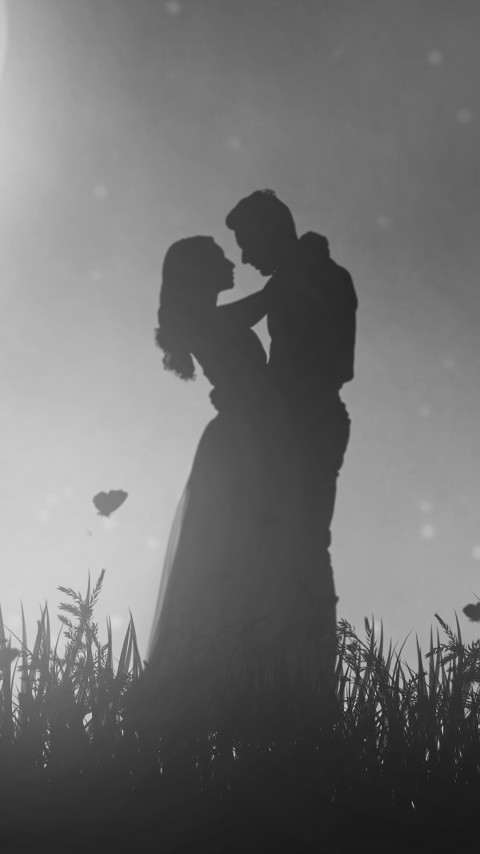 4k Phone Couple Moon Meetup Wallpaper