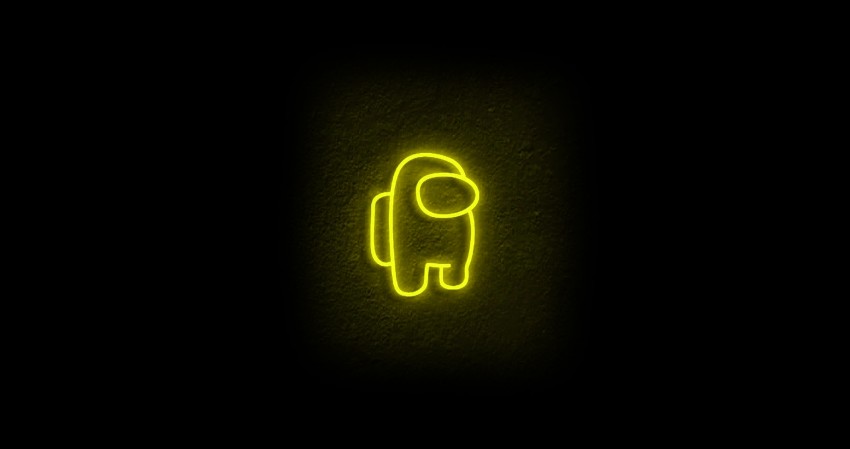 Among Us Yellow Neon 4K Wallpaper