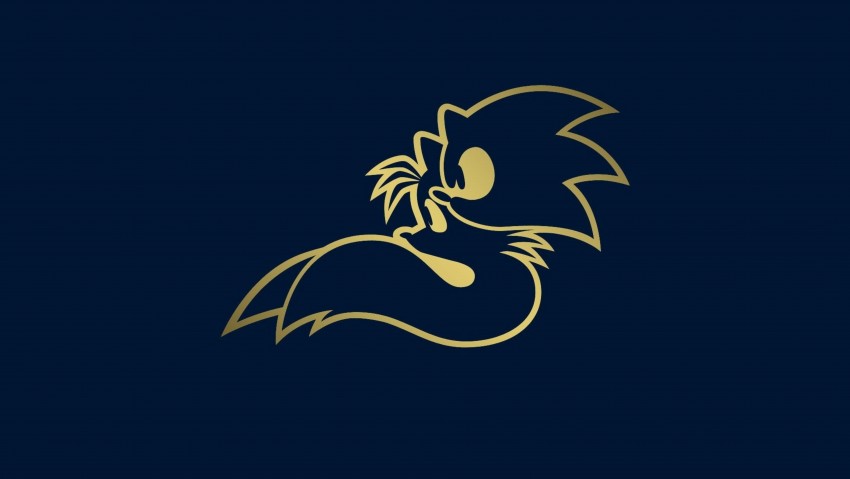 Blue Background Contains Gold Sonic Logo 8K Wallpaper