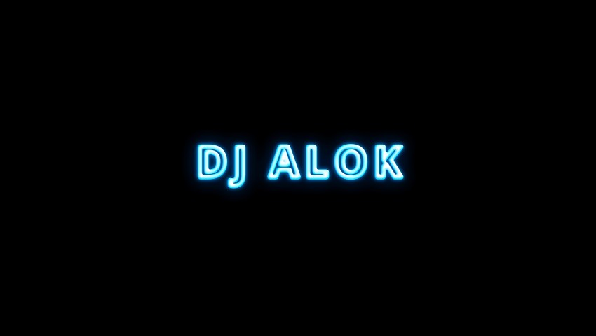 Blue Glowing Dj Alok Neon Text 8K Background