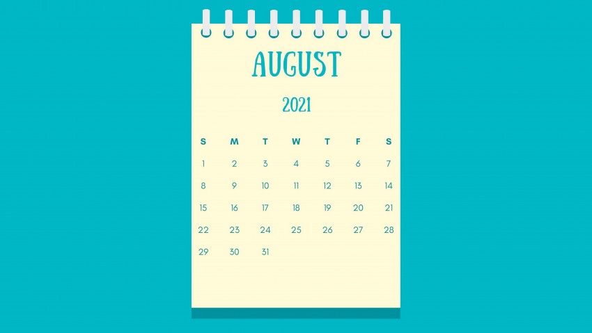 Calendar August 2021 8K Wallpaper