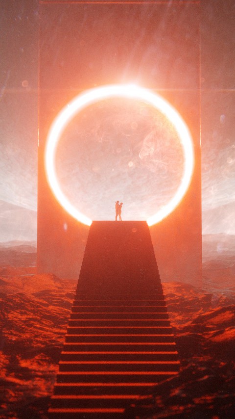 Couple at The Portal Wallpaper For Phone