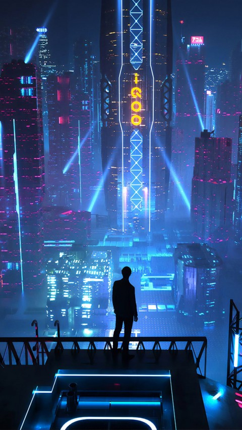 Cyberpunk Neon City Gaming Wallpaper Mobile