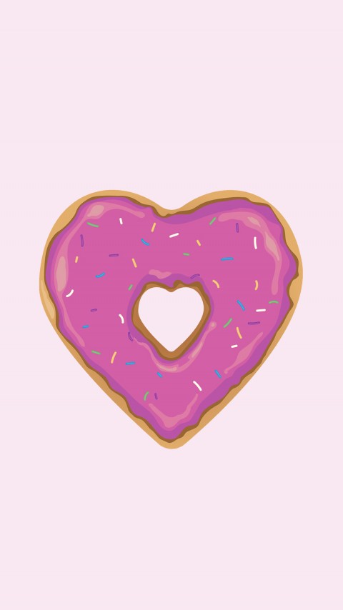 Donut Heart Shaped Love Valentine Phone Wallpaper