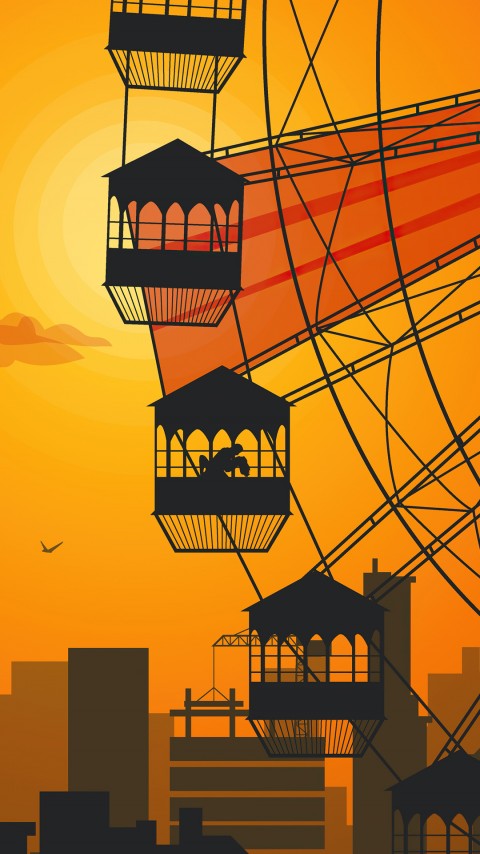 Download Ferris Wheel Romance Wallpaper For Mobile