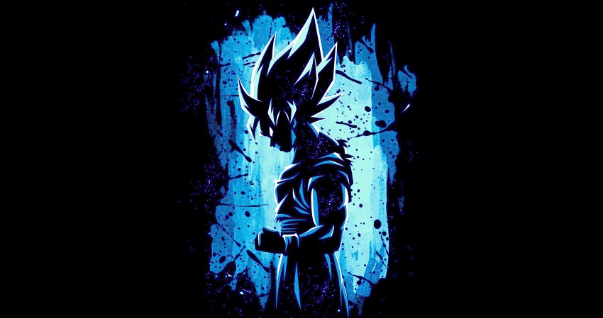 Dragon Ball Blue Goku Silhouette 4K Wallpaper