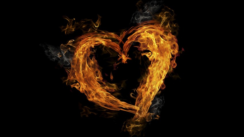 Flame Heart 5K Wallpaper Background