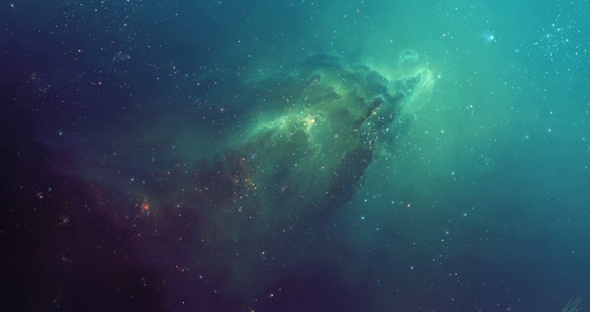Green Nebula Space Stars 4K Wallpaper