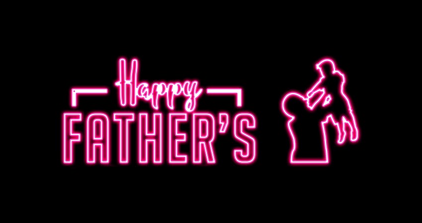 Happy Father's Day Pink Neon 4K Wallpaper