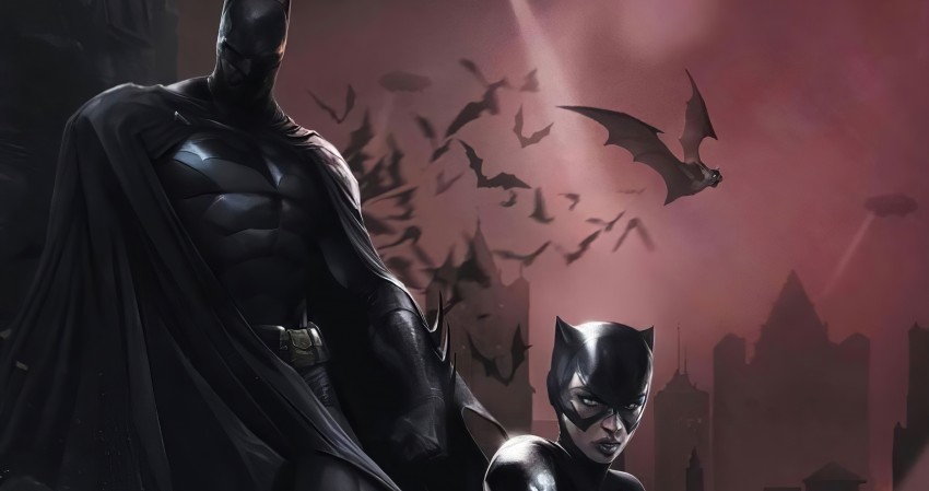 HD Catwoman and Batman In Gotham City Wallpaper