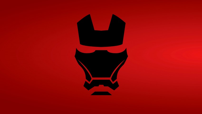 Iron Man Mask In Red Background Minimalist 8K Wallpaper