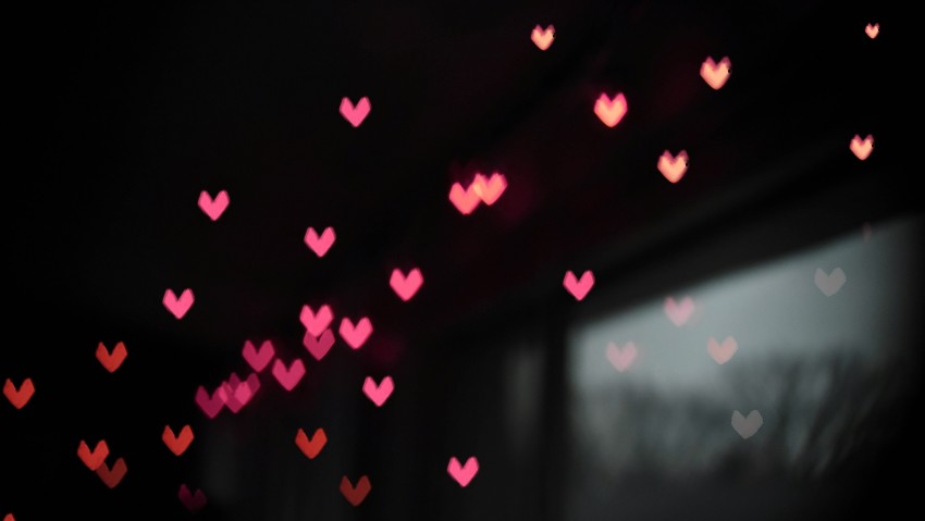 Little Pink bokeh Heart 5K Wallpaper