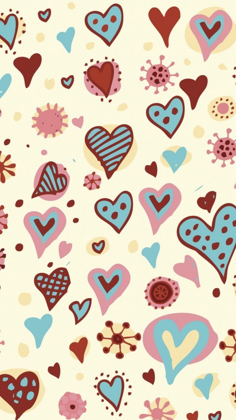 Love Cute Hearts Pattern Wallpaper For Mobile