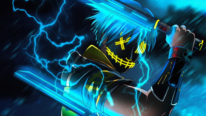 Ninja Neon Anime 8K Wallpaper
