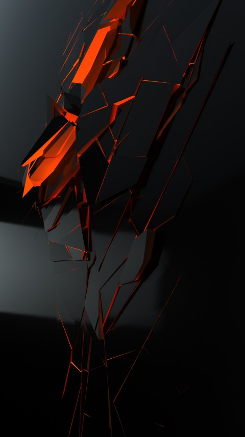 Orange Broken Glass Pieces 4k Mobile Wallpaper