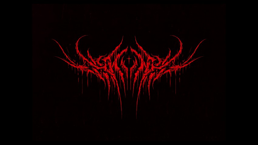 Red Black Metal Logo In Black Background 5K Wallpaper