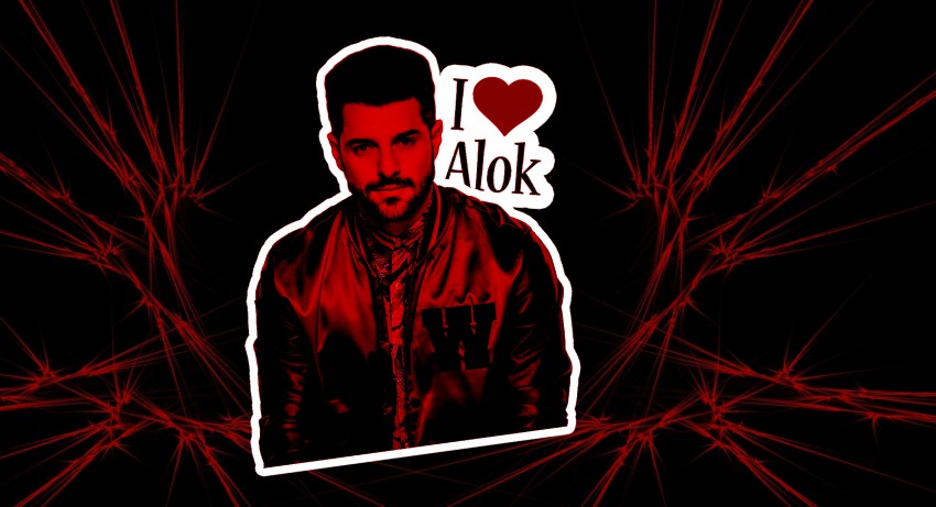 Red I Love DJ Alok HD Background