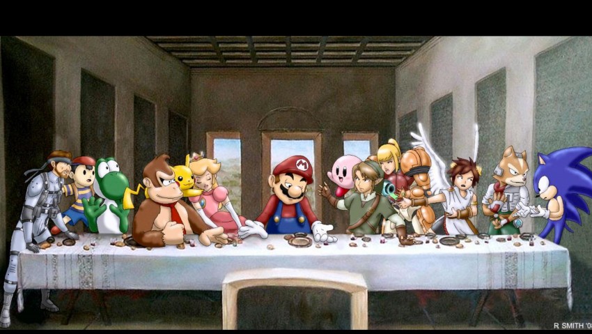 Sonic & Mario The Last Supper 8K Wallpaper