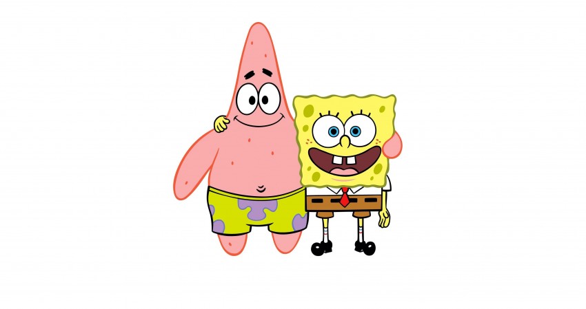 Spongebob & Patrick Standing Characters 4K Wallpaper