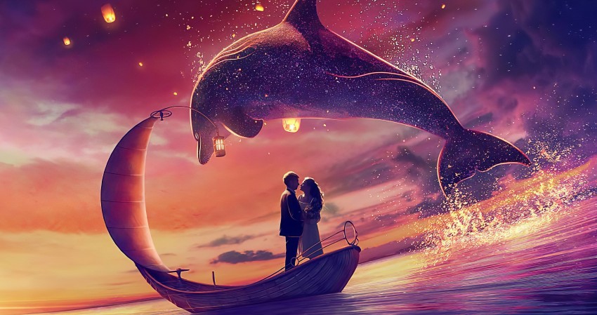 Sweet Whale Moment Picture Background