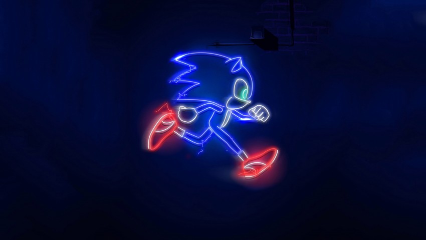 The Hedgehog Sonic Glowing Neon Picture Wallpaper