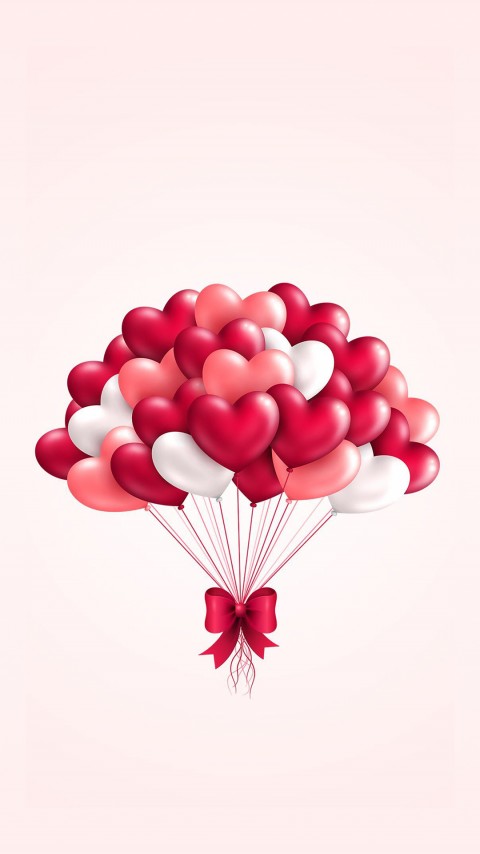 Valentine Love Flying Balloons Hearts Mobile Wallpaper