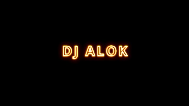 8K Orange Glowing Dj Alok Neon Text Wallpaper Background