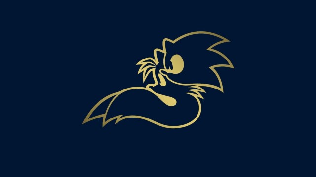 Blue Background Contains Gold Sonic Logo 8K Wallpaper