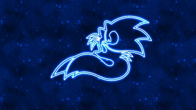 Blue Background Contains Neon Sonic Logo 8K Wallpaper