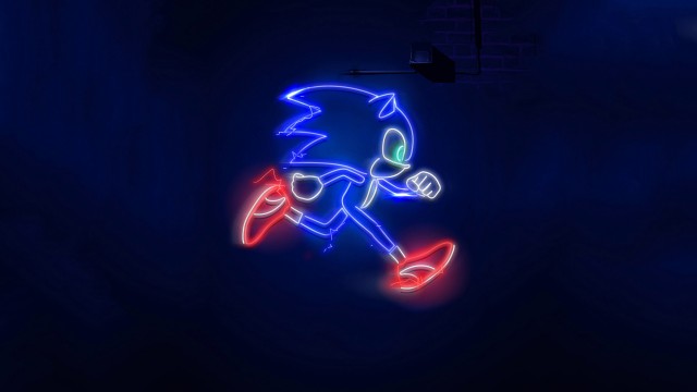 The Hedgehog Sonic Glowing Neon Picture Wallpaper