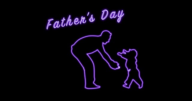 Purple Father's Day Glowing Neon 4K Wallpaper