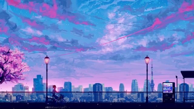 Anime Cityscape 5K Wallpaper