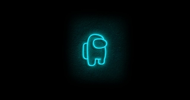 Ultra HD Among Us Cyan Neon Wallpaper