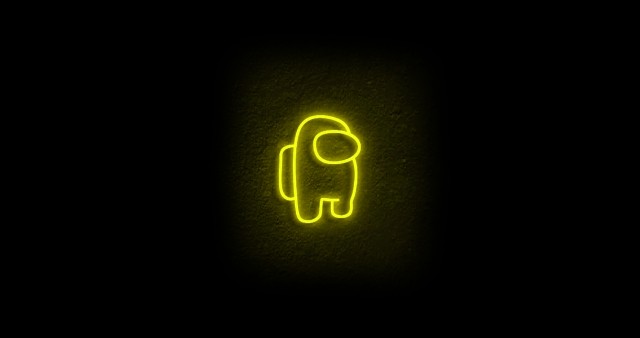 Among Us Yellow Neon 4K Wallpaper
