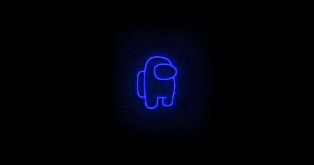 Among Us Blue Neon 4K Wallpaper