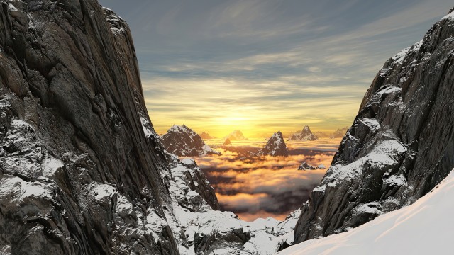 Snowy Mountains Clouds 5K Wallpaper