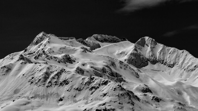 Black & White Snow Mountain Switzerland 5K Wallpaper
