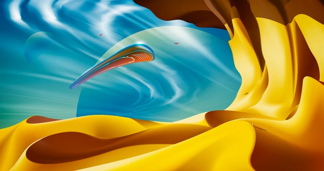 Ultra HD UFO Desert Art Wallpaper
