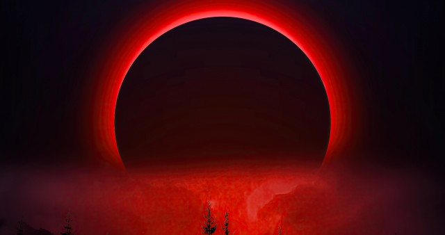4K Red Moon Picture Wallpaper Background