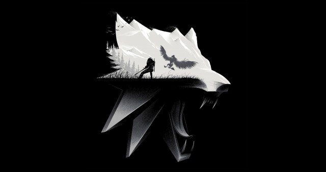 The Witcher 3 Black & White Wolf 4K Wallpaper