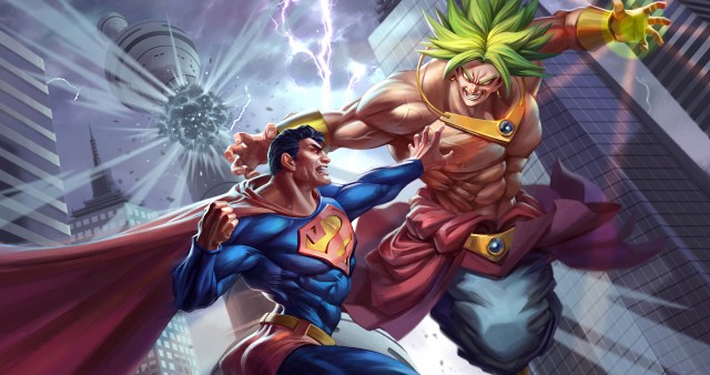 Superman Fight Goku Anime Artwork 4K Wallpaper