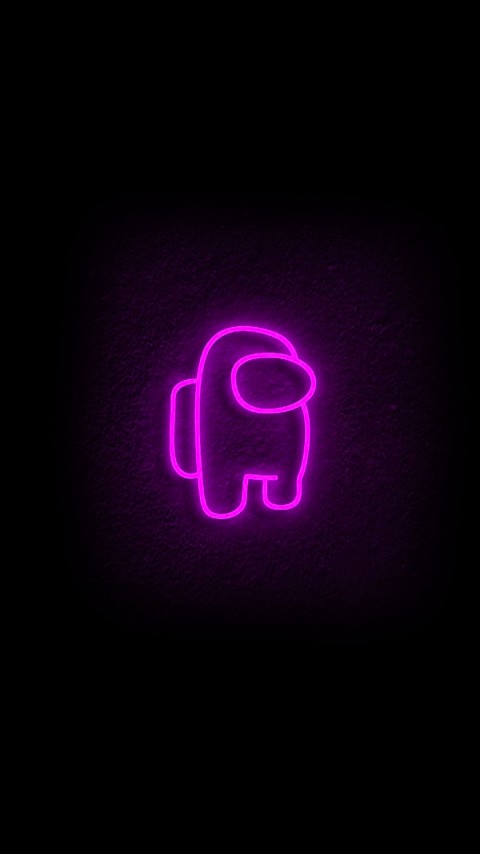 Among Us Pink Neon Character Amoled Wallpaper