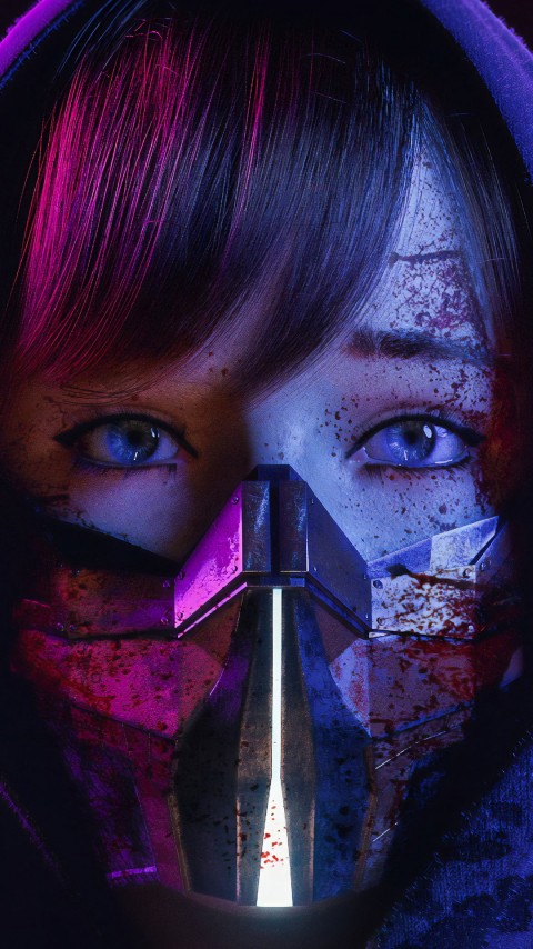Cyberpunk Digital Art Girl Character Phone Wallpaper