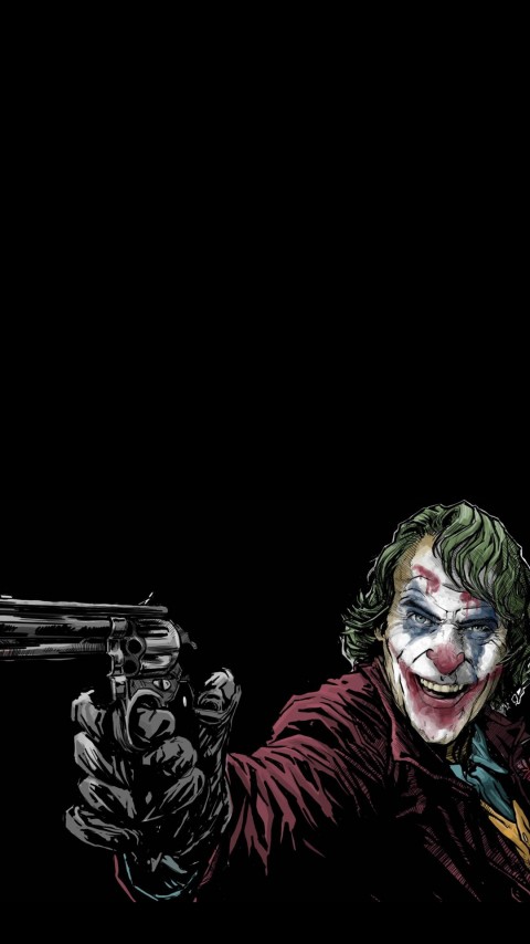 HD Joker Holding Gun Artwork Phone Wallpaper