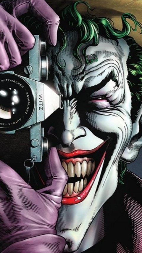 Joker With Camera Illustration Phone Wallpaper