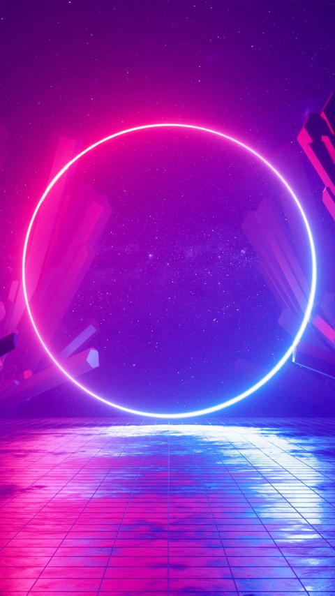 Neon Abstract Glowing Circle Wallpaper For Phone