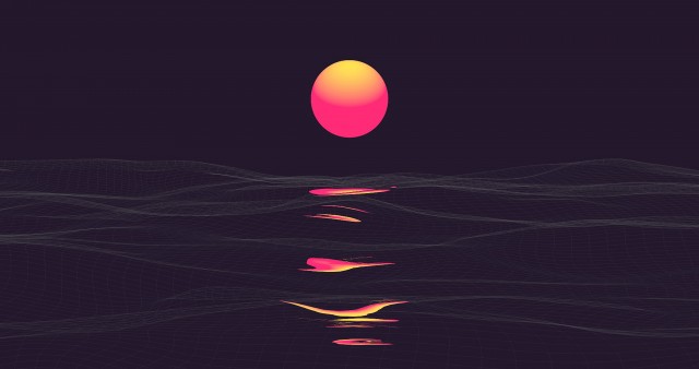 Digital Moon Sun Set Abstract 4K Wallpaper