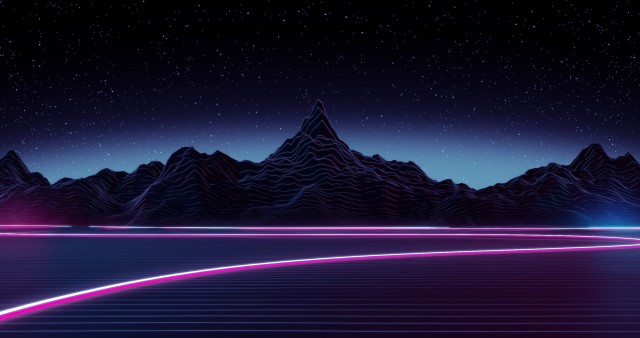 Neon Mountains Digital Art 4K Wallpaper