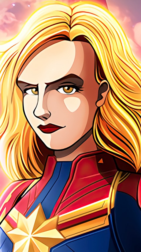 Captain Marvel Comic Art Wallpaper Phone